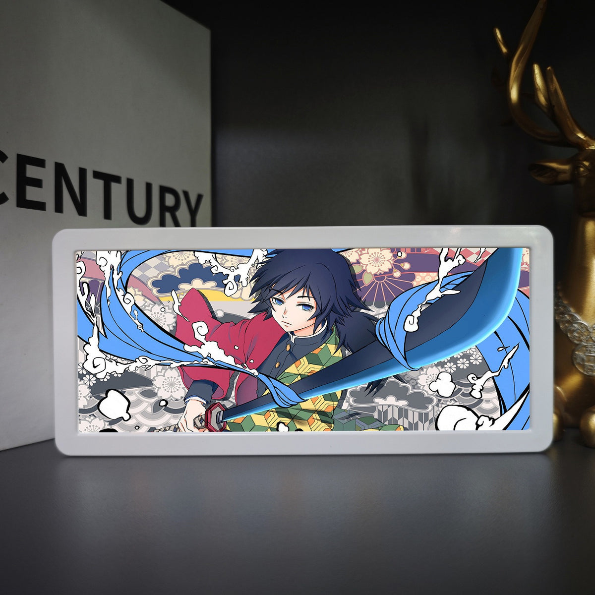 SHINZO LED anime light frame switched on, Water Ribbon design