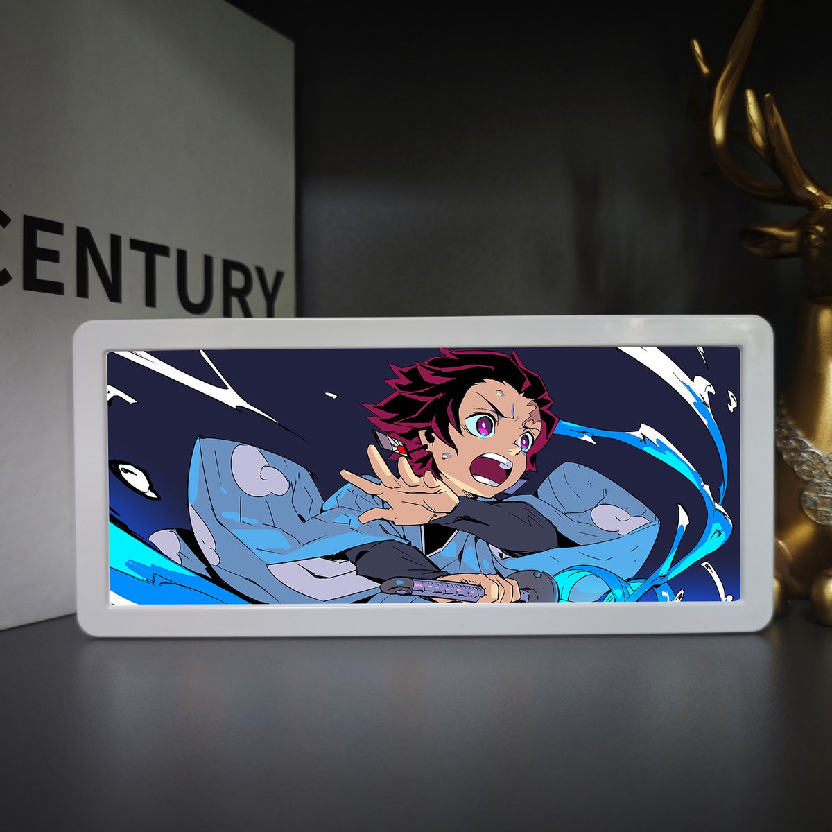 SHINZO LED anime light frame switched on, Blue Tide design