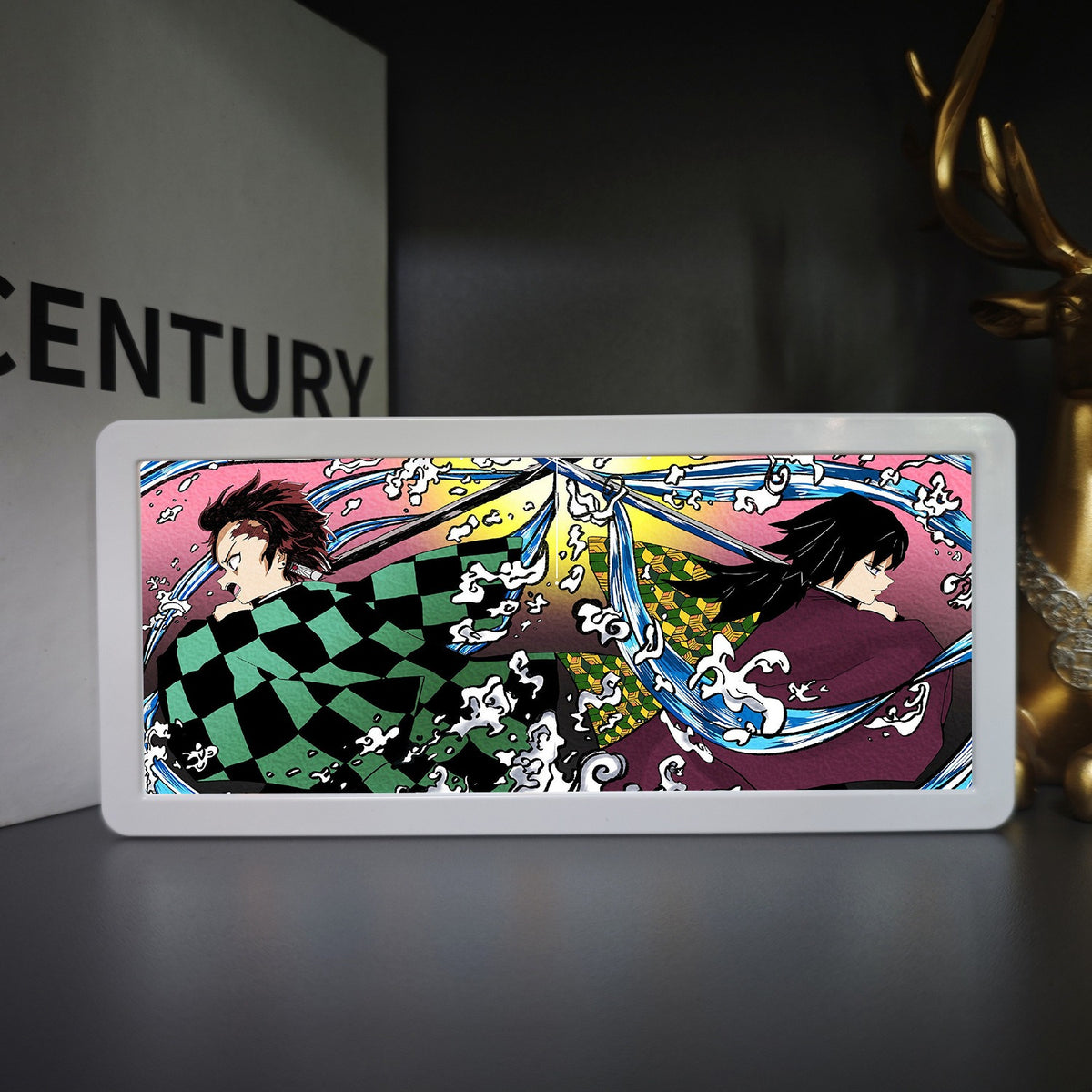 SHINZO LED anime light frame switched on, Twin Tides design