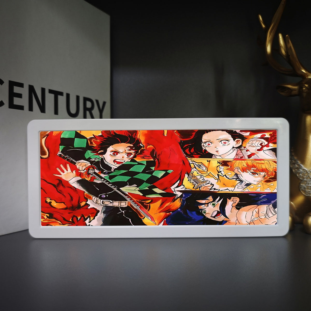 SHINZO LED anime light frame switched on, Flame Panels design